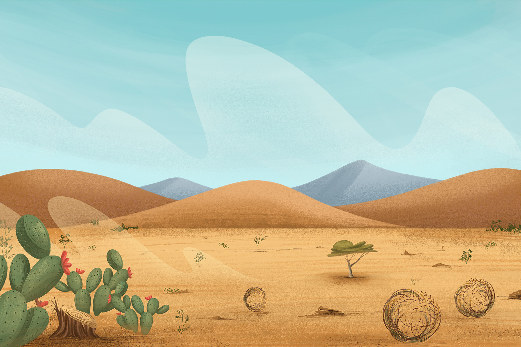 Desert Landscape Background Illustrations Set (PSD, PNG, JPEG Format)