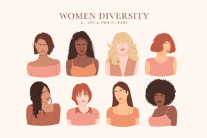 Diverse Women Illustrations (AI, EPS, PNG Format)
