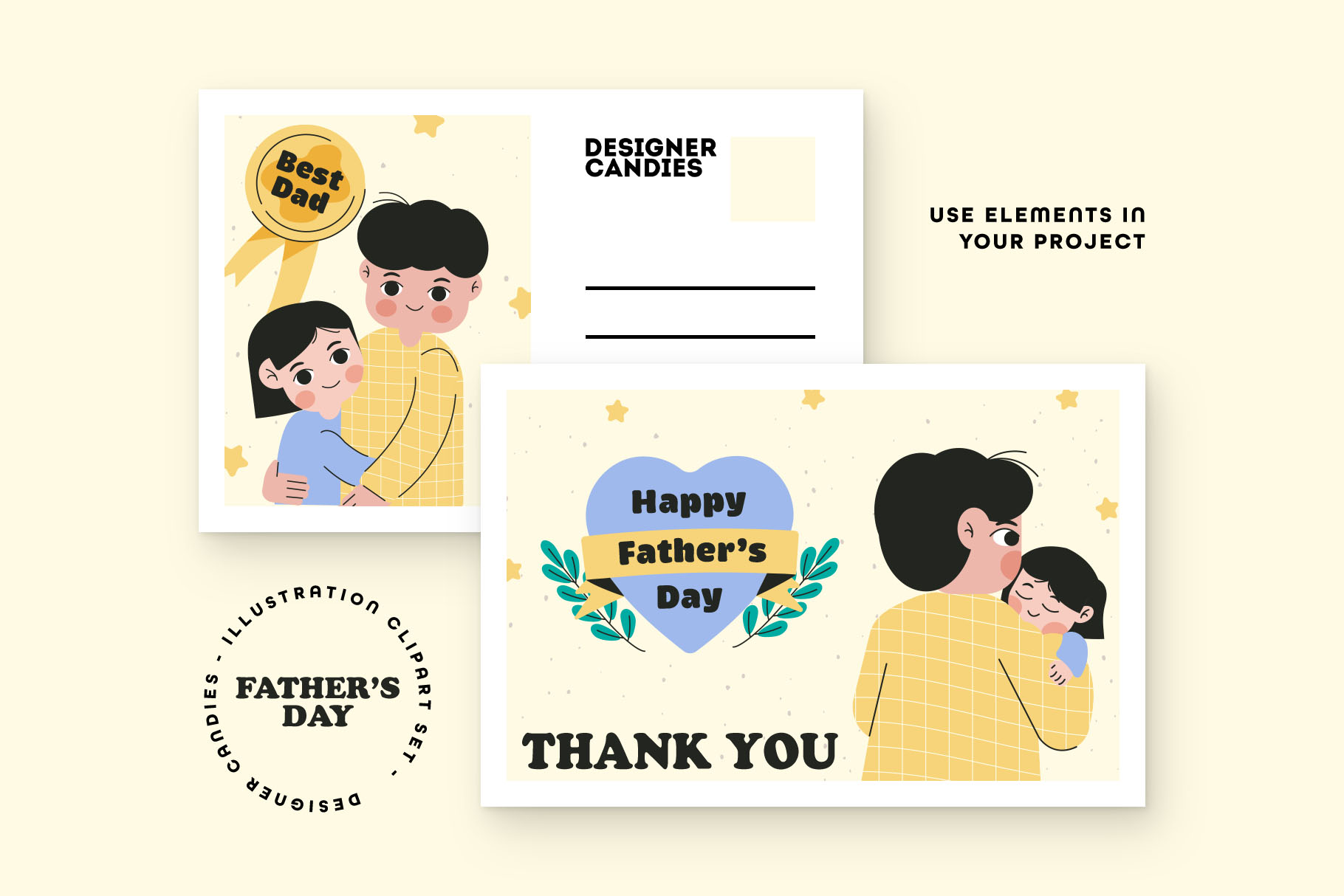 Father's Day Illustration Set (AI, EPS, PNG Format)