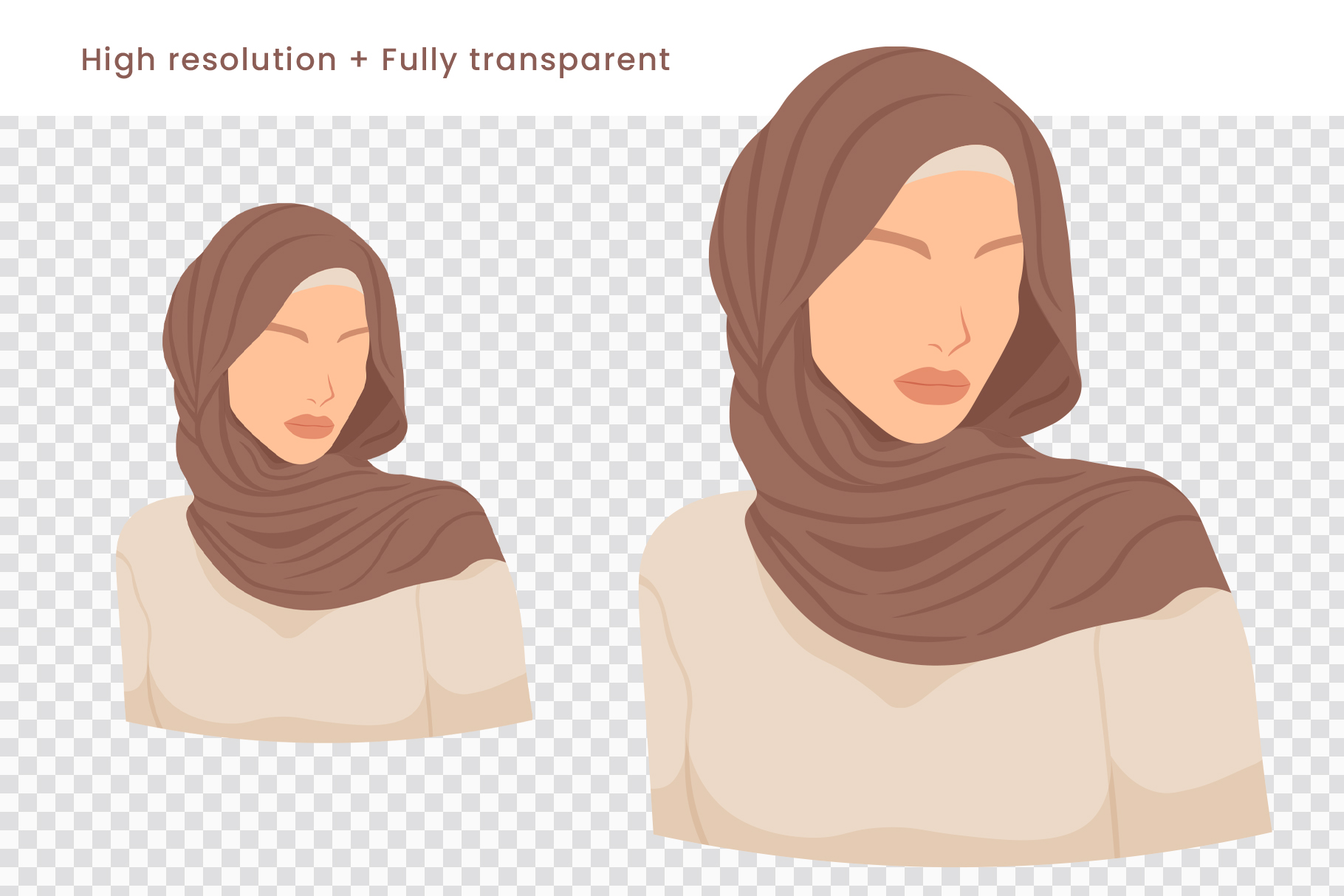 Hijab Women Illustration Set (AI, EPS, PNG Format)
