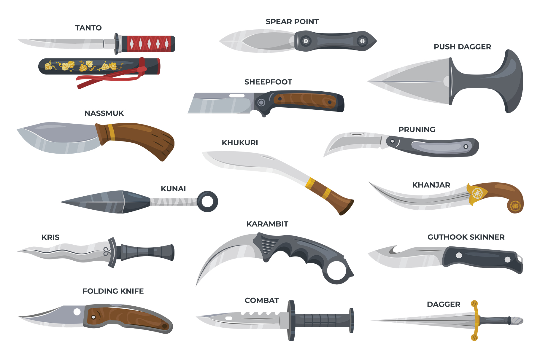 Knives Illustration Set (AI, EPS, PNG Format)