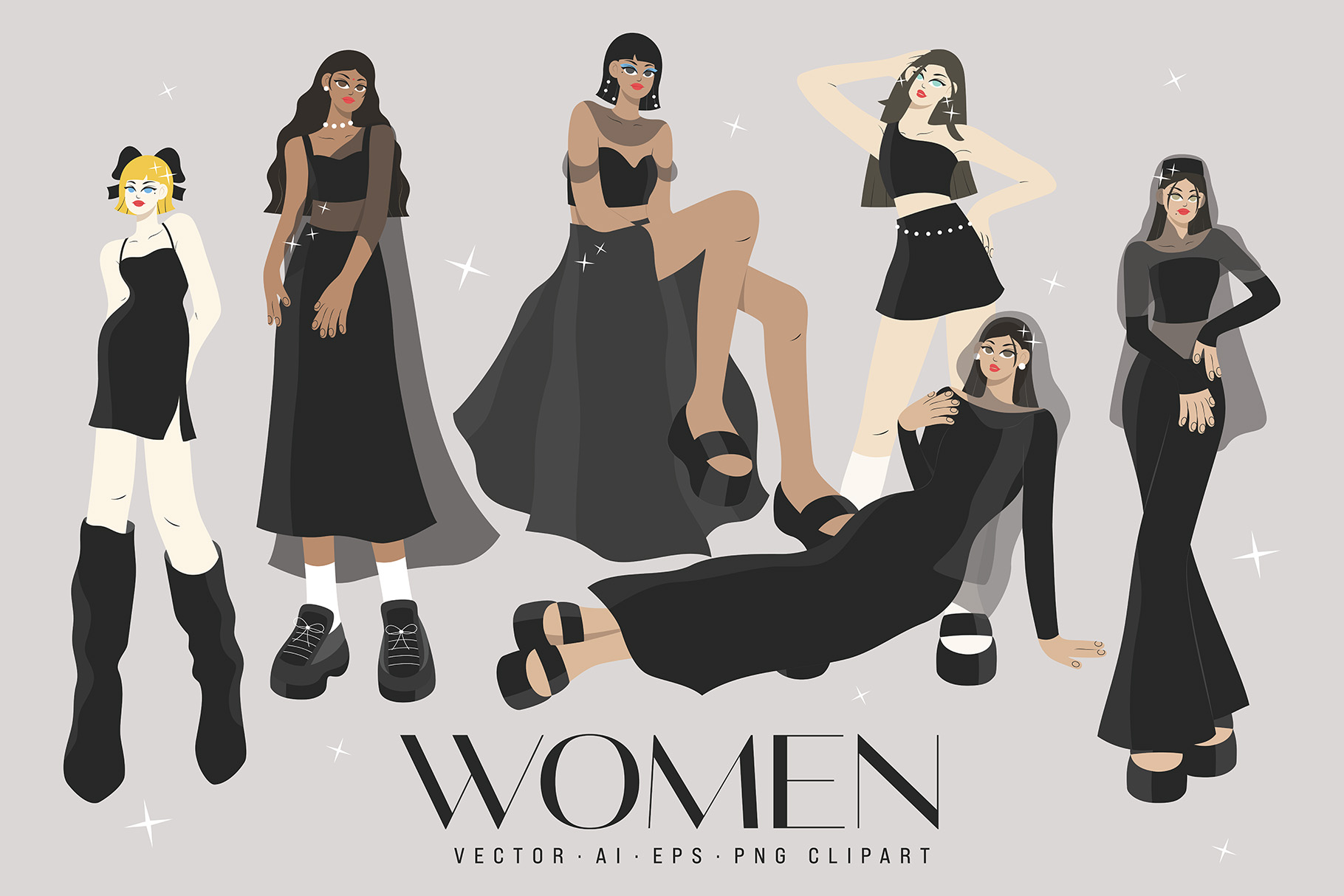 Women Illustration Set (AI, EPS, PNG Format)