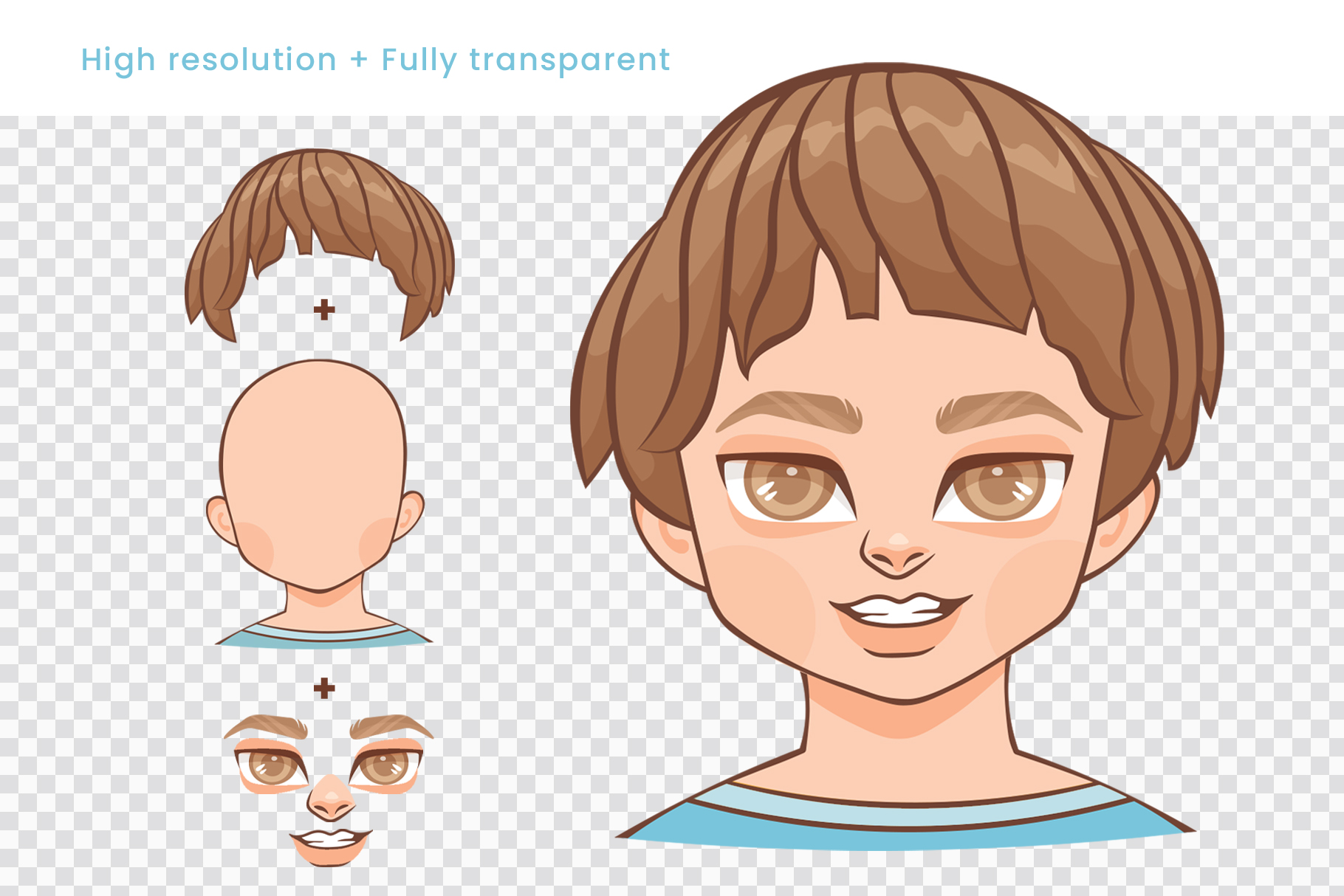 Boy Character Avatar Builder Kit (AI, EPS, PNG Format)