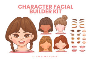 Girl Character Avatar Builder Kit (AI, EPS, PNG Format)