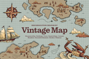 Vintage Map Creator Kit (PSD, PNG, PAT Format)