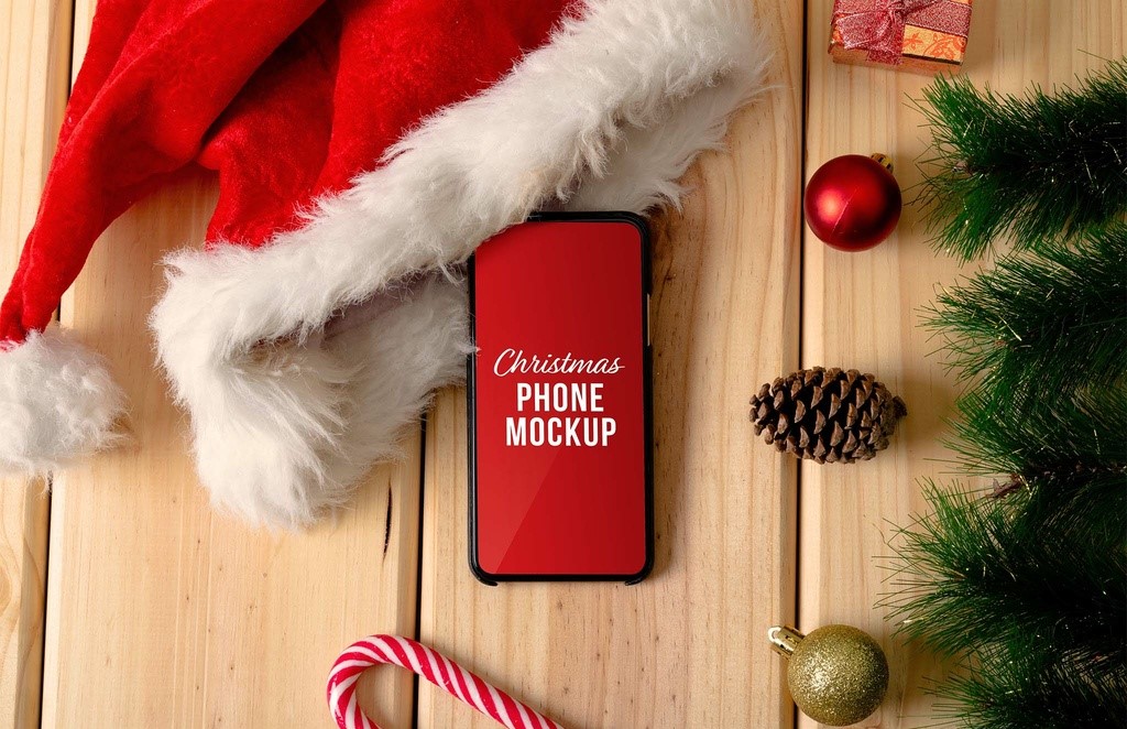 christmas-phone-with-decorations-mockup-psd