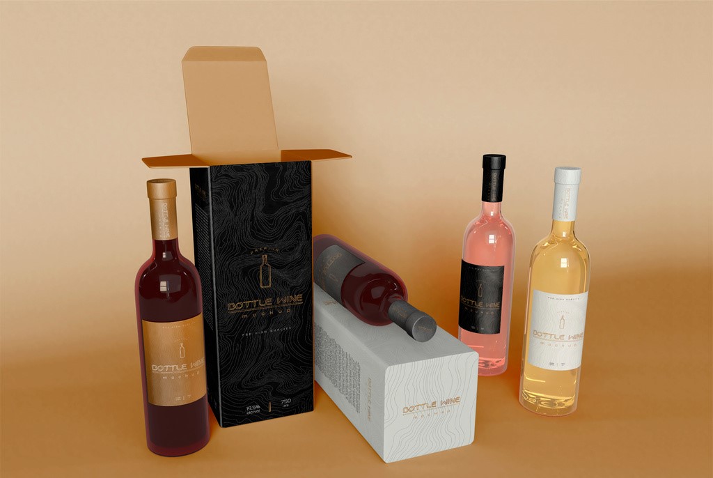 four-bottle-of-wine-with-box-mockup-psd