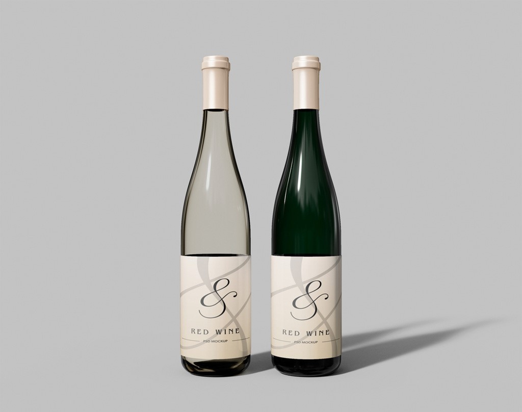 front-view-of-two-wine-bottles-mockup-psd
