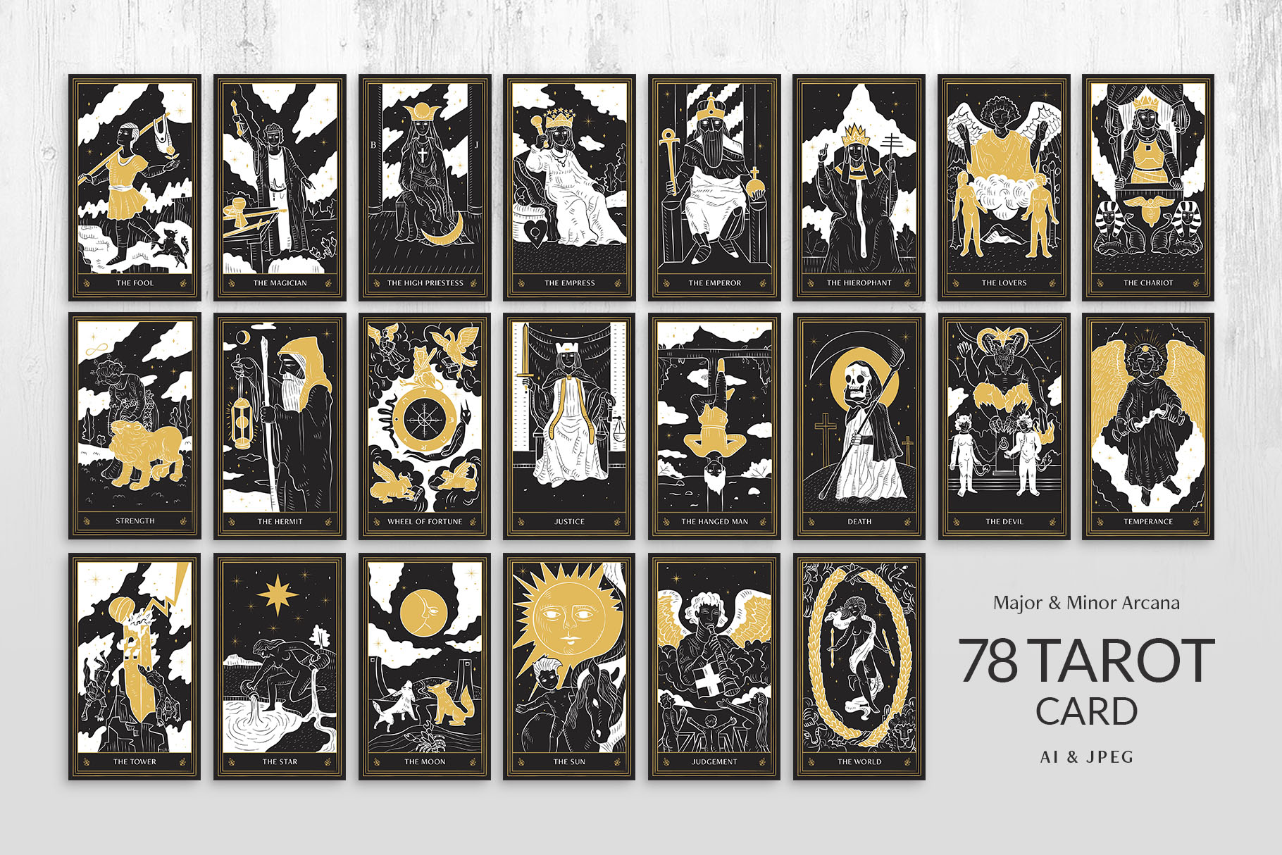 Tarot Card Illustration Set (AI Format)