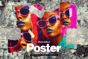 Abstract Poster Collage Photo Effect in PSD