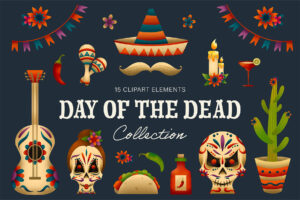 Day of The Dead Illustrations Set in PSD PNG