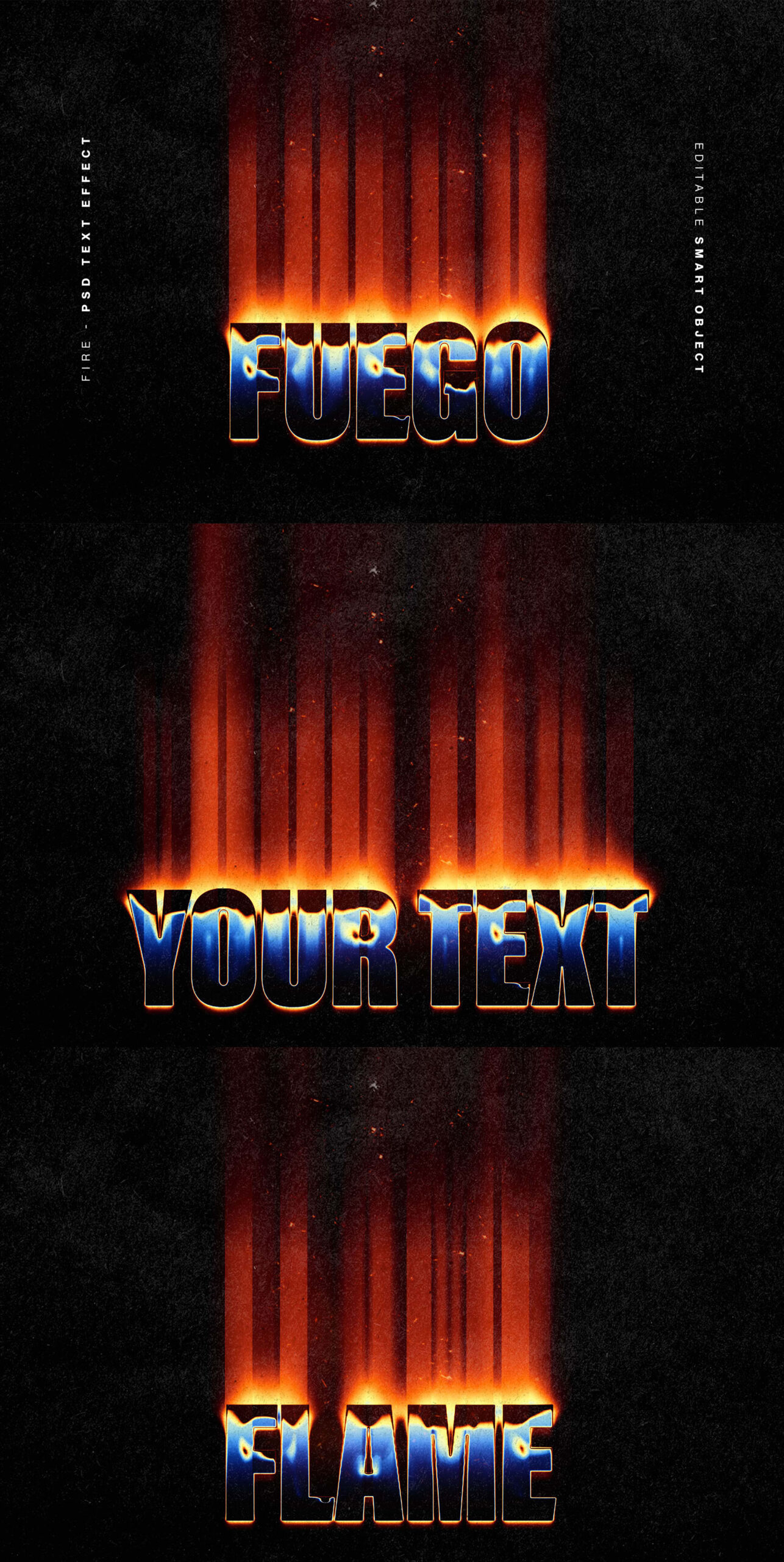 Fuego Retro Text Effect in PSD format
