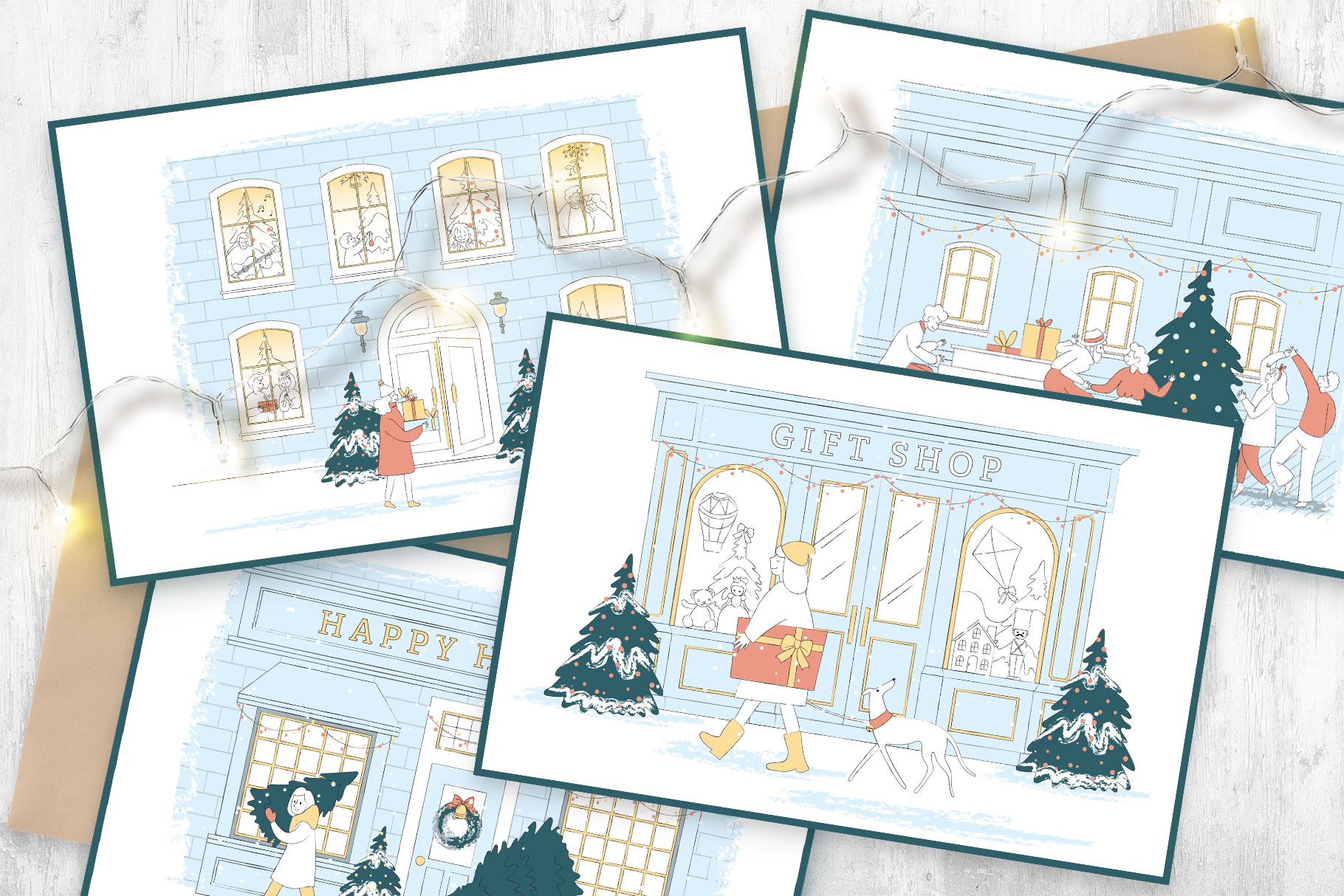 Christmas Scene Illustrations in AI EPS PNG SVG