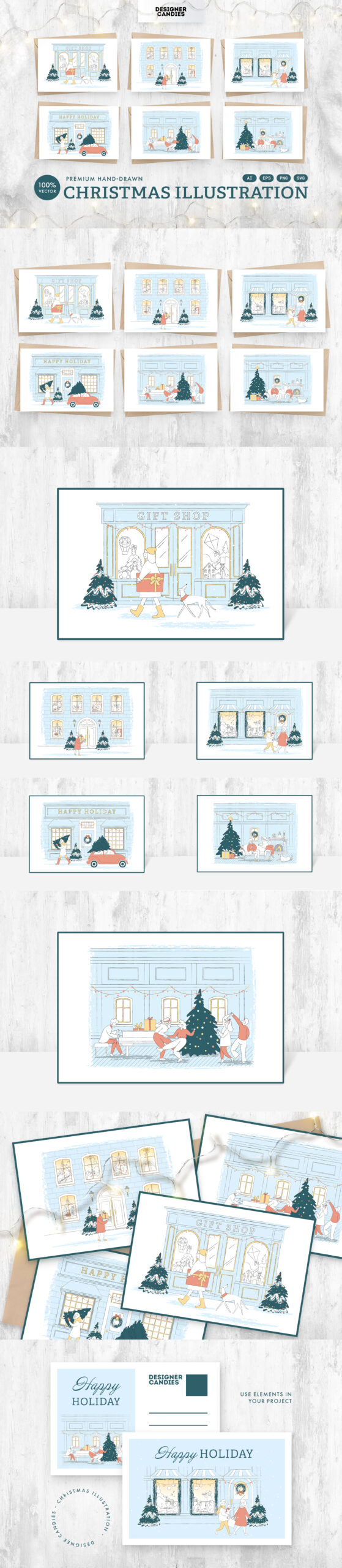 Christmas Scene Illustrations in AI EPS PNG SVG