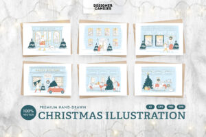 Christmas Scene Illustrations in AI EPS PNG SVG