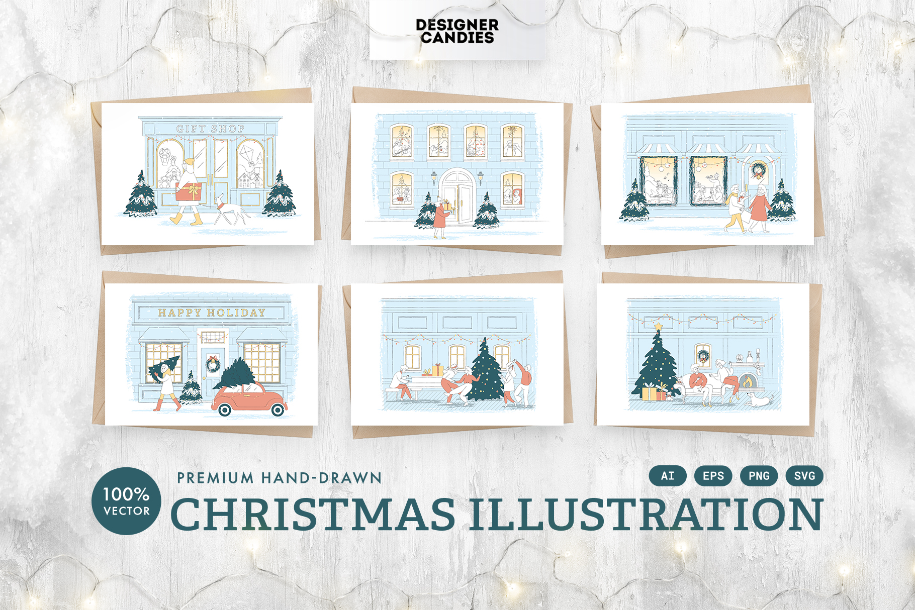 Christmas Scene Illustrations in AI EPS PNG SVG