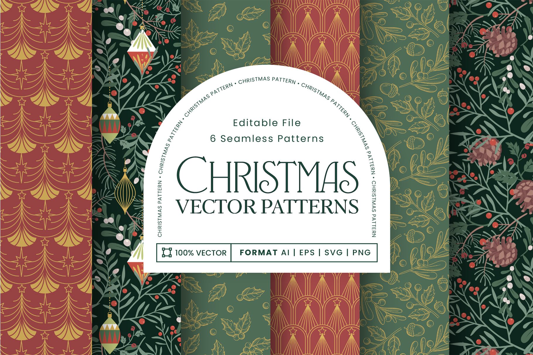 Christmas Patterns in AI EPS PNG SVG