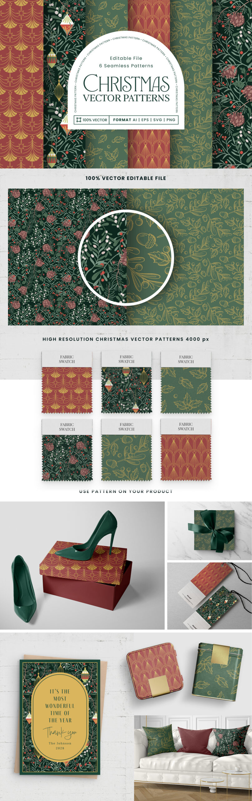 Christmas Patterns in AI EPS PNG SVG