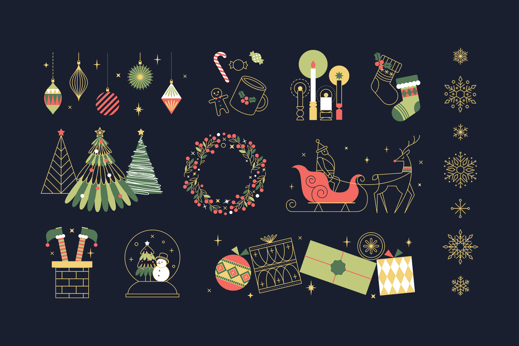 Modern Christmas Illustrations in AI PNG PSD EPS SVG