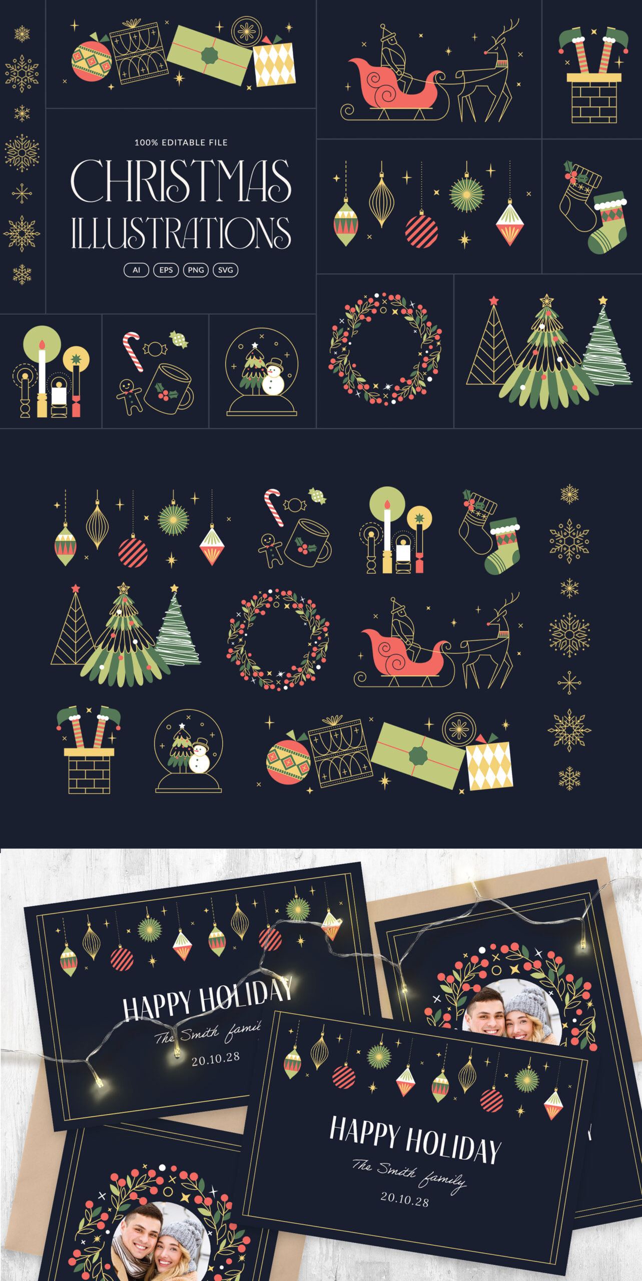 Modern Christmas Illustrations in AI PNG PSD EPS SVG