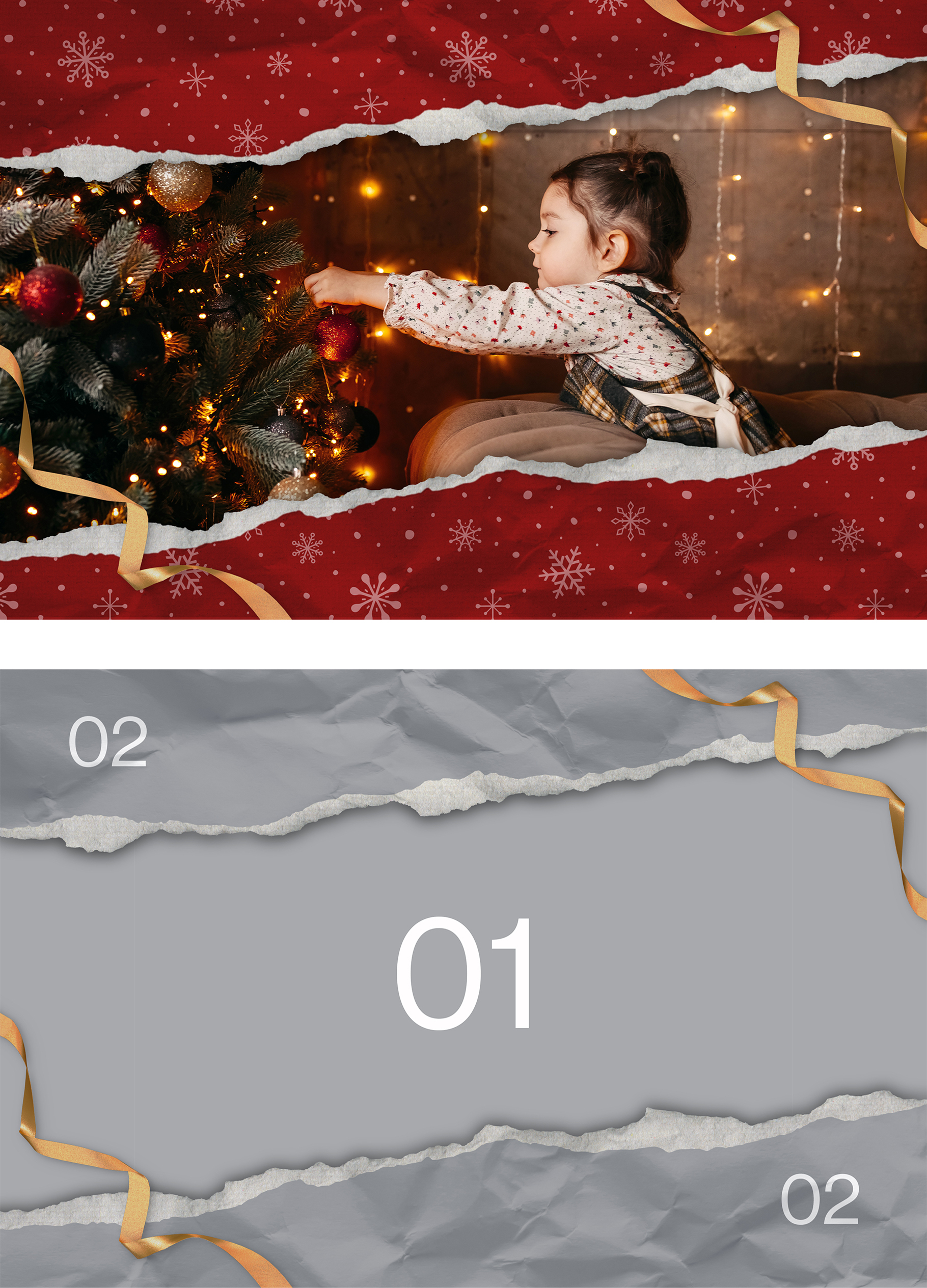 Torn Christmas Wrapping Paper Mockup in PSD