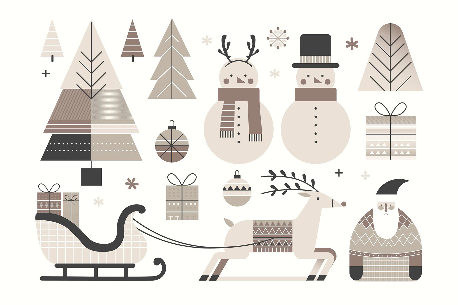 Minimalist Christmas Illustrations AI EPS PNG SVG