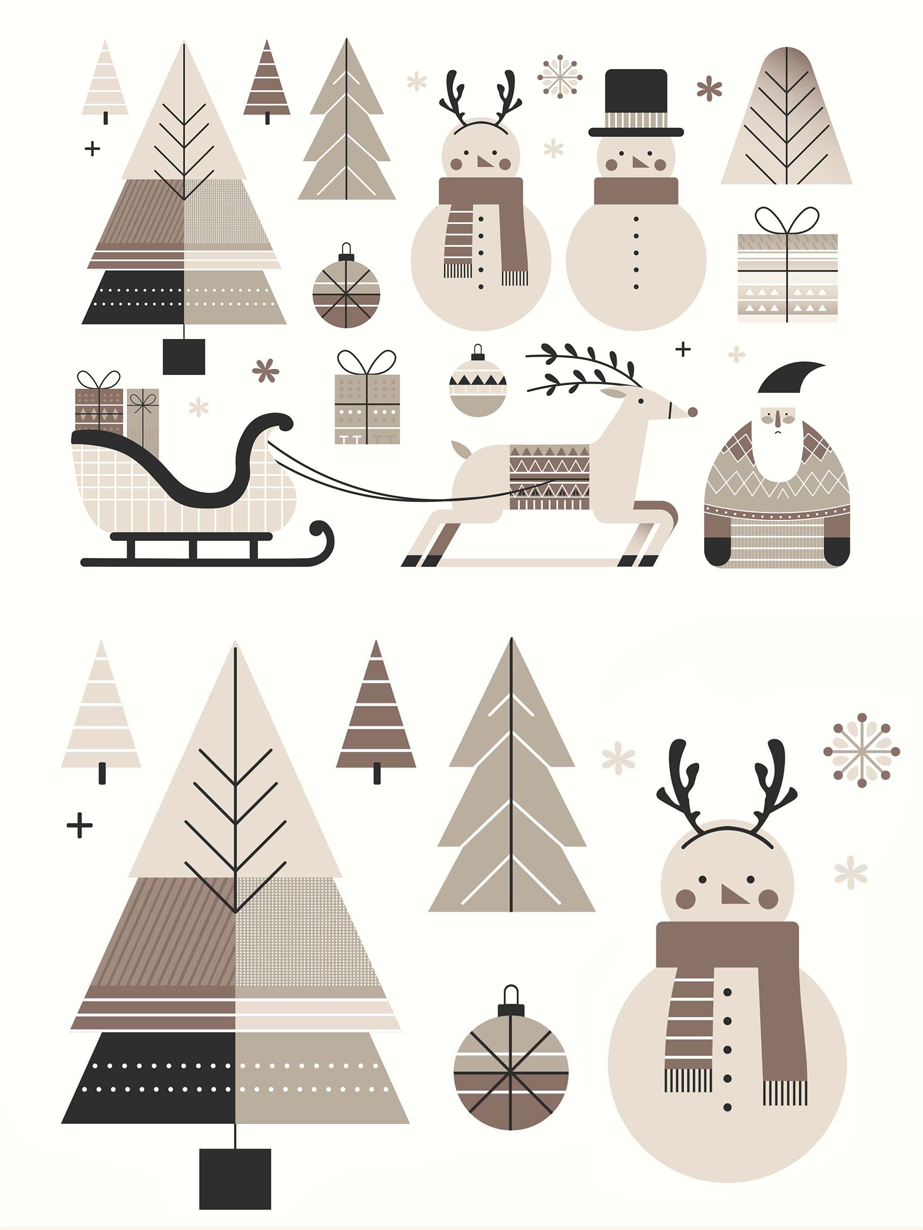 Minimalist Christmas Illustrations AI EPS PNG SVG