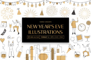 NYE New Year's Eve Illustrations in AI EPS PNG SVG