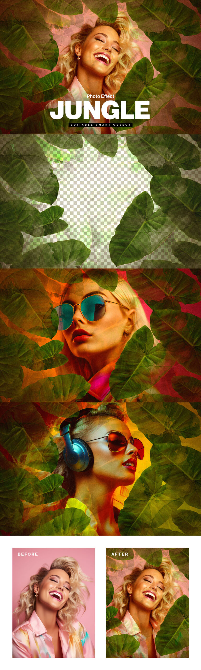 Tropical Jungle Photo Collage & Image Effect in PSD