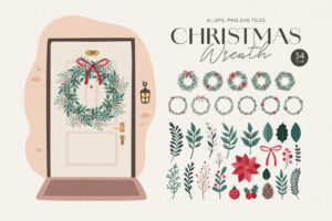 Christmas Wreath Builder Kit in AI EPS PNG SVG