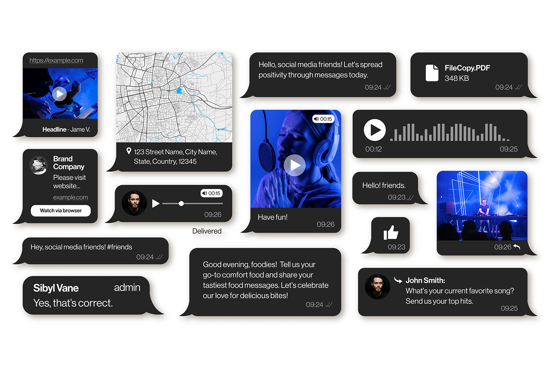 Message UI Elements in AI PSD EPS