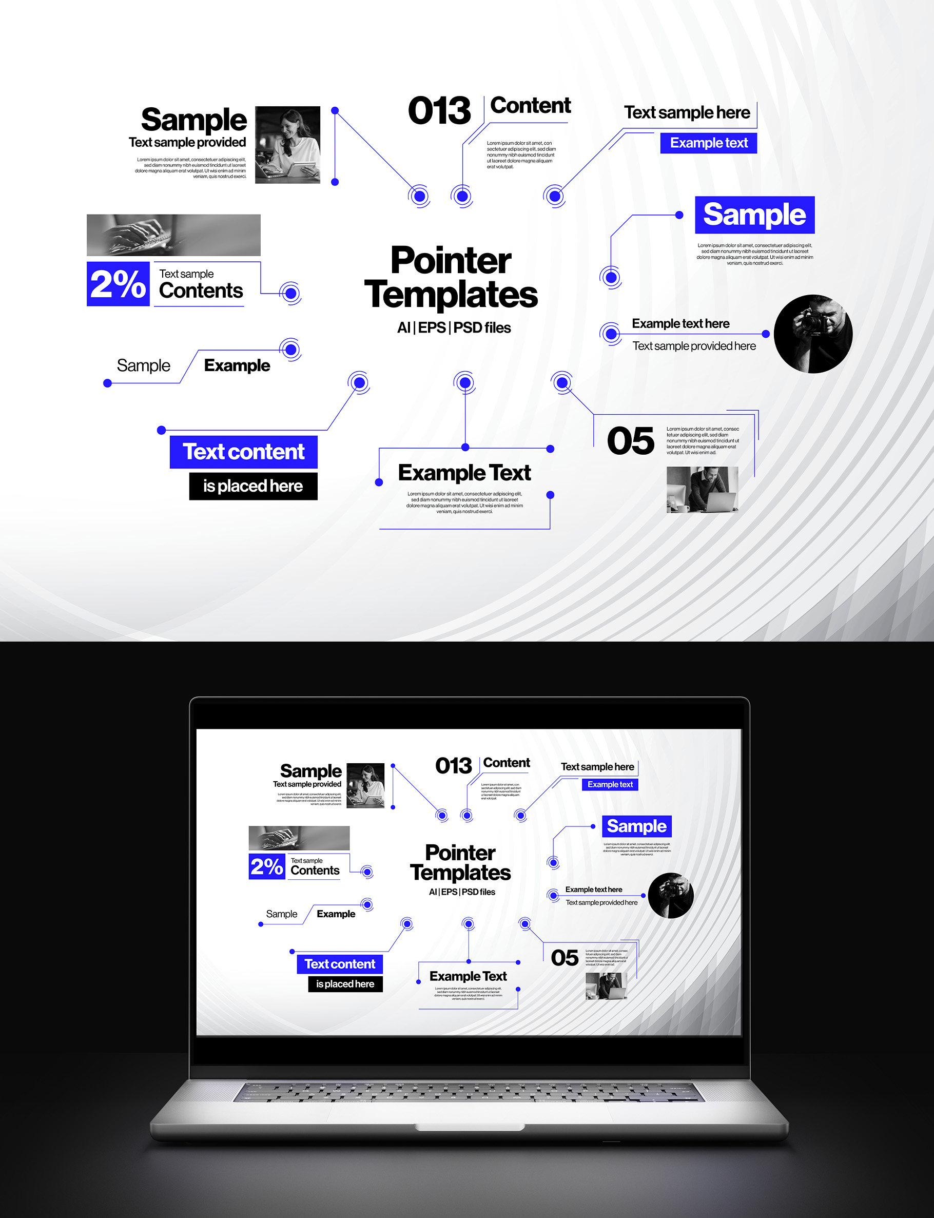 Text Pointer Elements in AI PSD EPS