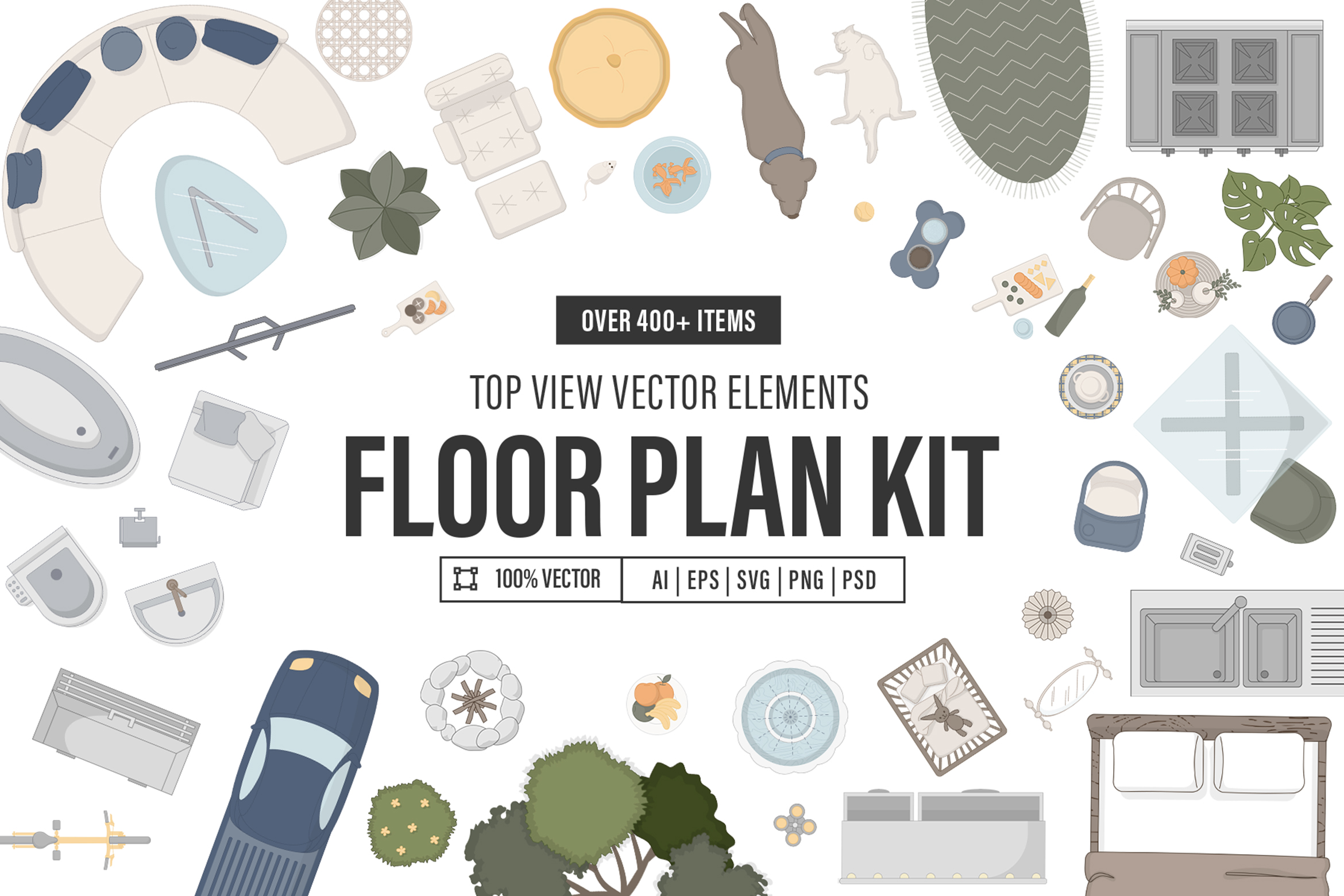 Floor Plan Kit in AI PSD EPS PNG Pat SVG