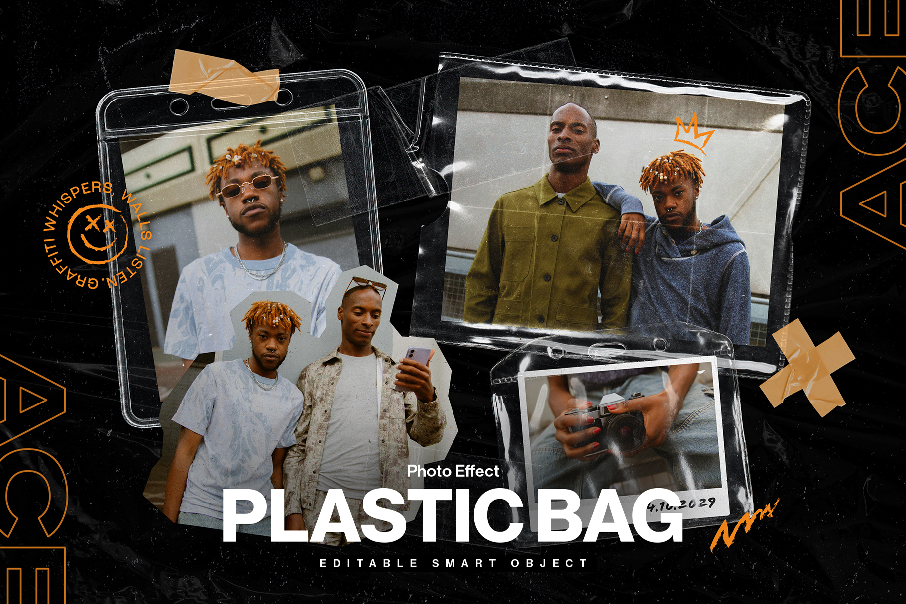 Plastic Bag Overlay Photo Effect Template in PSD