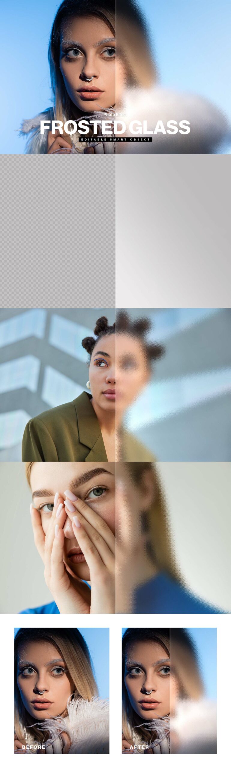 Frosted Glass Photo Effect Template in PSD