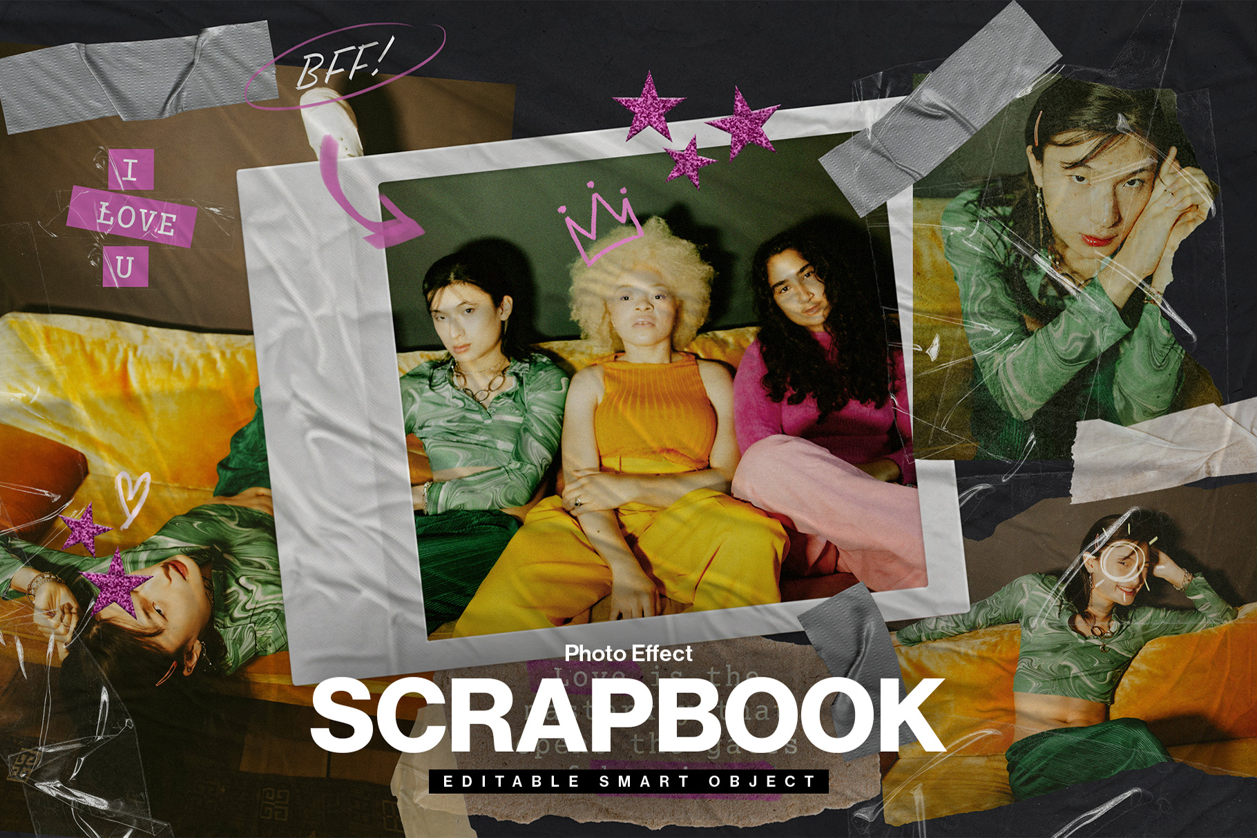 Scrapbook Photo Collage Template in Photoshop PSD