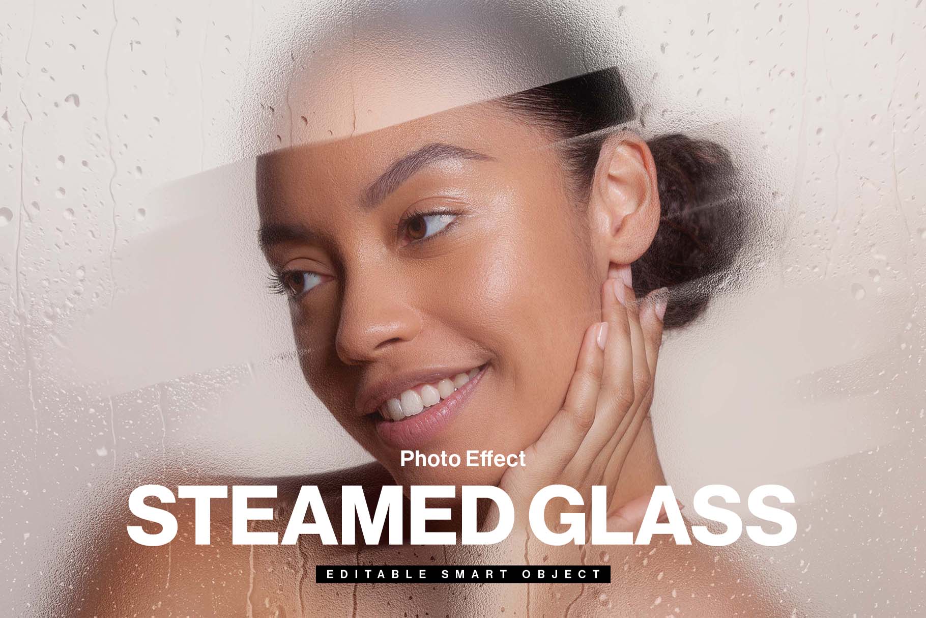 Steamed Glass Photo Effect Template in PSD