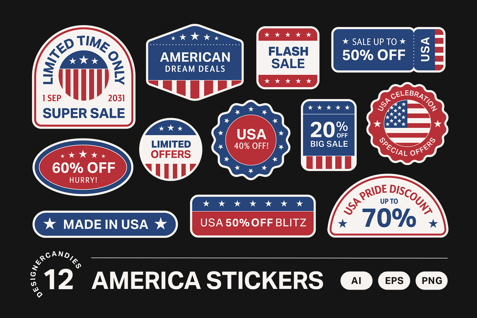 American Vector Stickers in AI EPS PNG
