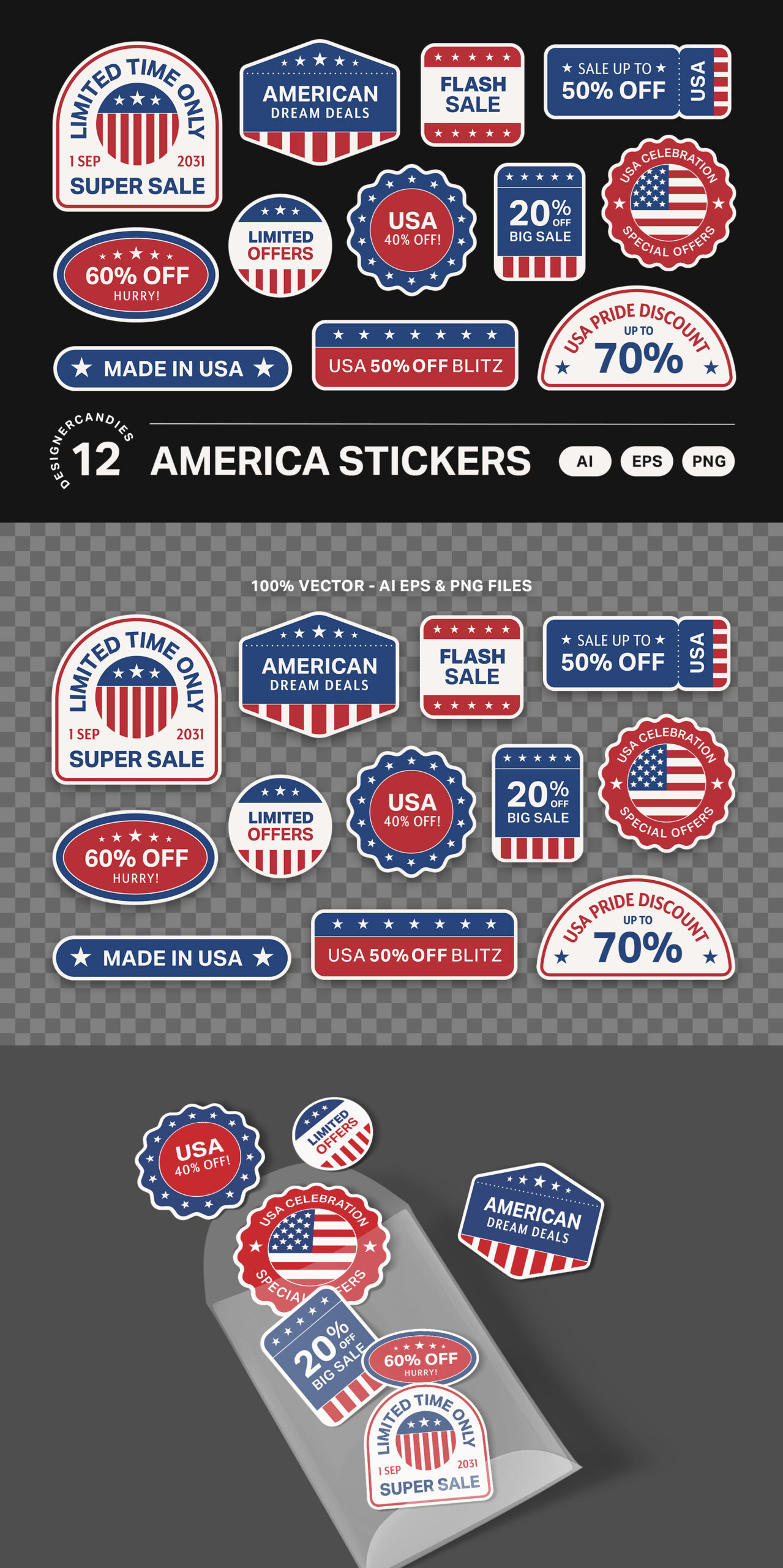 American Vector Stickers in AI EPS PNG