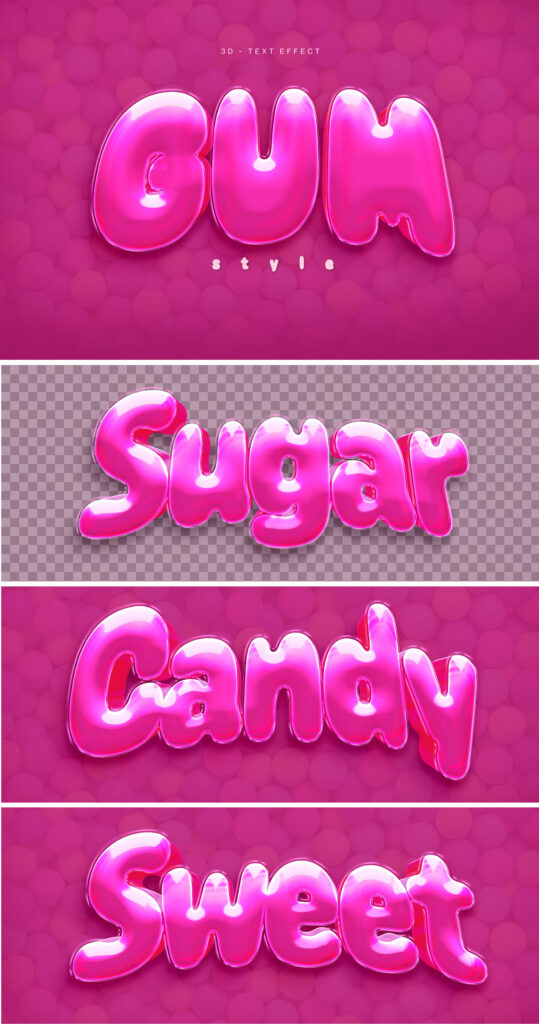 3D Bubble Gum Text Effect Template - DesignerCandies