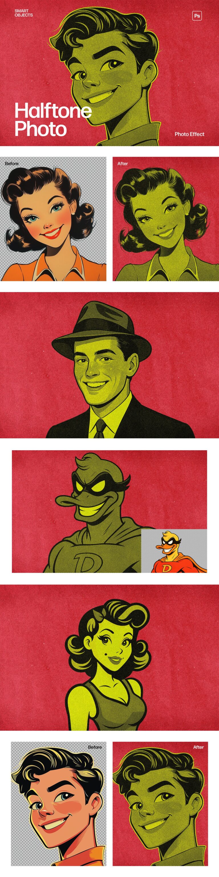 Retro Halftone Comic Portrait Photo Effect Template - DesignerCandies
