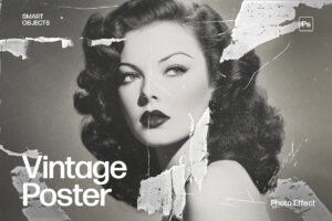 Vintage Poster Effect Mockup Template