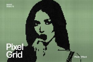 Retro Pixel Grid Photo Effect Template