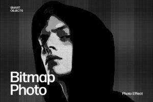 Halftone Bitmap Photo Effect Template