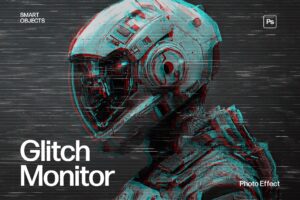 Glitch Monitor Photo Effect Template