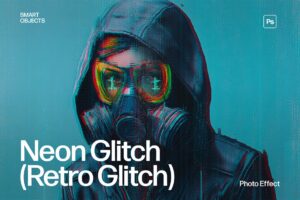 Neon Glitch Photo Effect Template