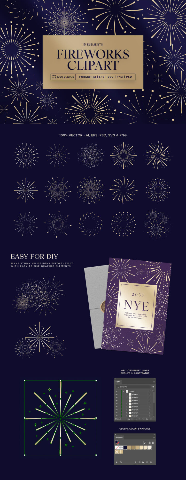 Fireworks Vector Clipart - DesignerCandies