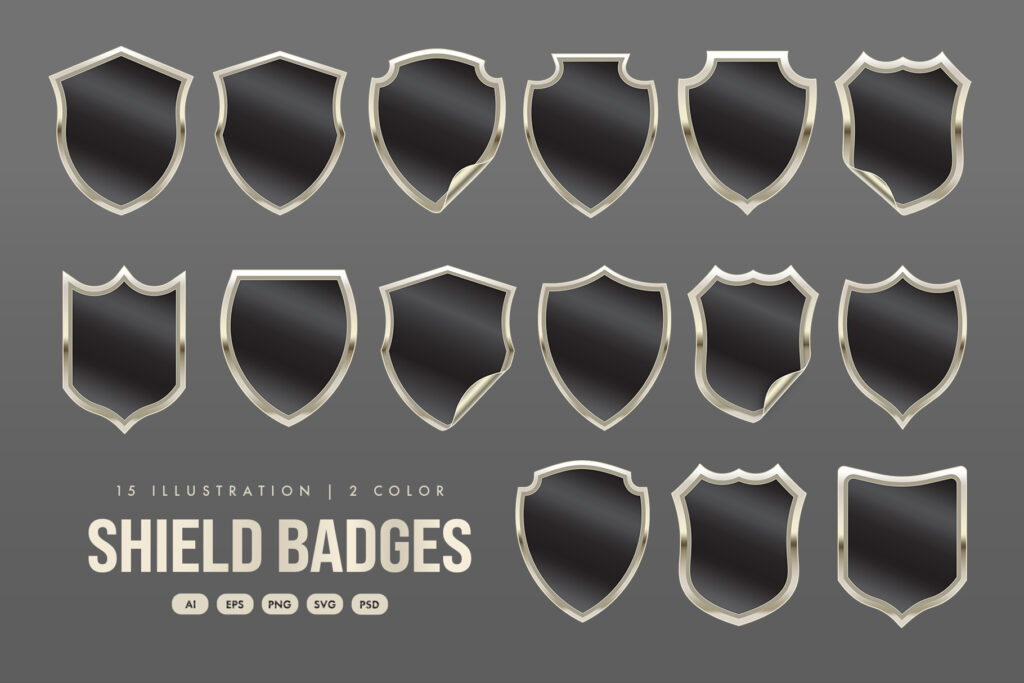 Shield Paper Tag Design Shield Label Badge Vector Illustration Set - DesignerCandies