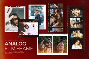 Analog Film Frame Mockup Template Set in PNG and PSD