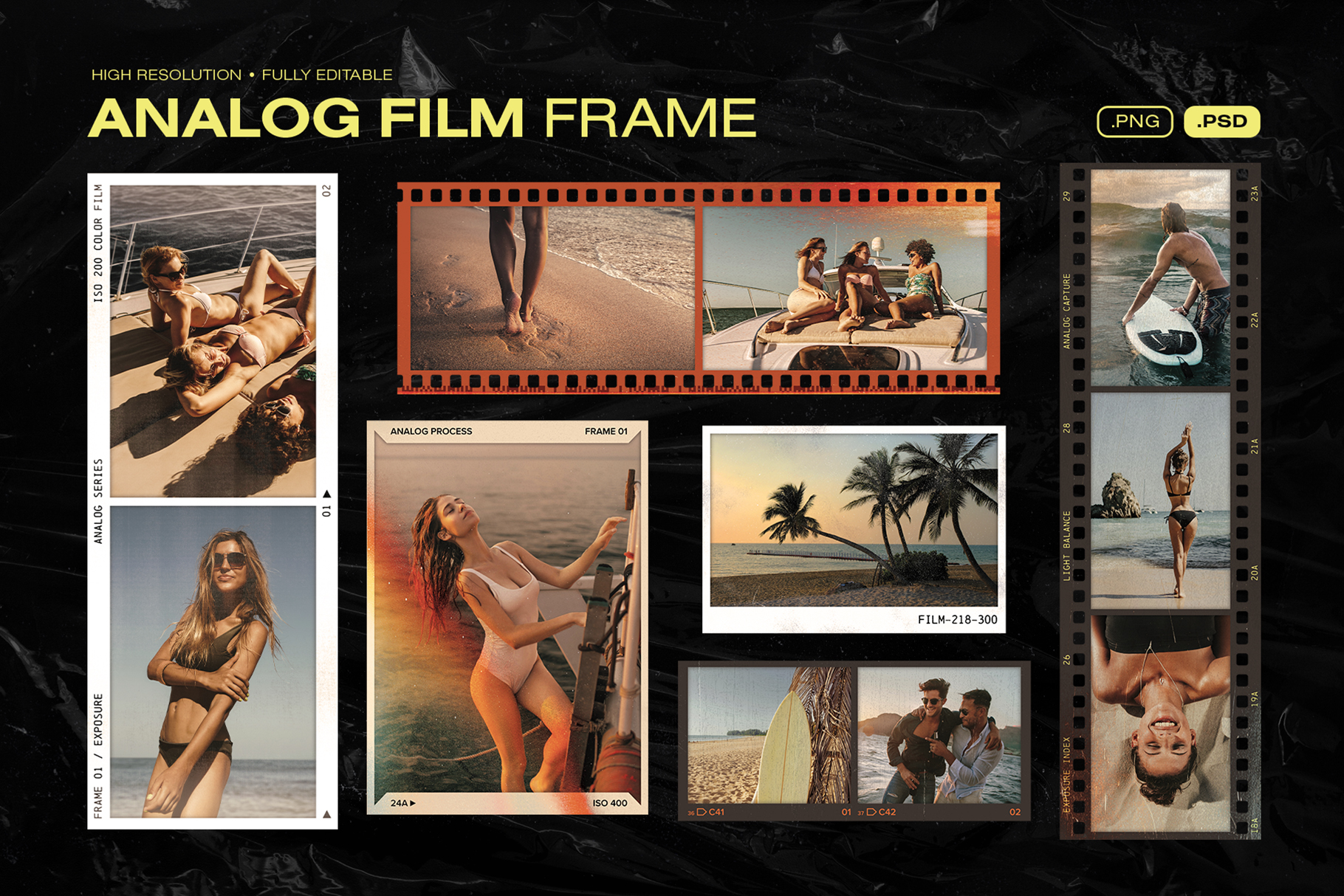 Analog Film Photo Frame Template in PNG and PSD